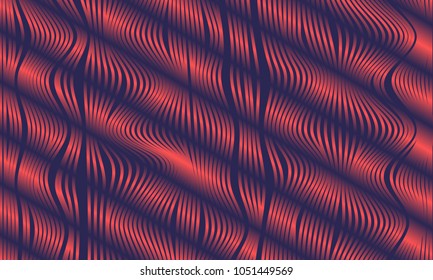 Abstract Background with 3d Effect in Futuristic Style. Metal Grid. Trendy Background with Wavy Stripes and Gradient for Web Design, Presentation, Poster, Wallpaper, Banner, Illustrations, Covers.