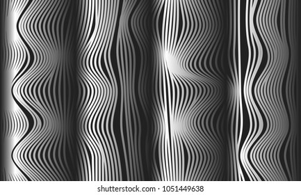 Abstract Background with 3d Effect in Futuristic Style. Metal Grid. Trendy Background with Wavy Stripes and Gradient for Web Design, Presentation, Poster, Wallpaper, Banner, Illustrations, Covers.