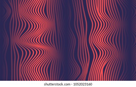 Abstract Background with 3d Effect in Futuristic Style. Illustration for Music Poster. Trendy Background with Wavy Stripes and Gradient for Web Design, Presentation, Wallpaper, Banner, Covers.
