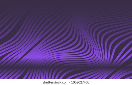 Abstract Background with 3d Effect in Futuristic Style. Illustration for Music Poster. Trendy Background with Wavy Stripes and Gradient for Web Design, Presentation, Wallpaper, Banner, Covers.