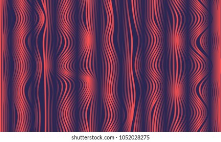 Abstract Background with 3d Effect in Futuristic Style. Illustration for Music Poster. Trendy Background with Wavy Stripes and Gradient for Web Design, Presentation, Wallpaper, Banner, Covers.