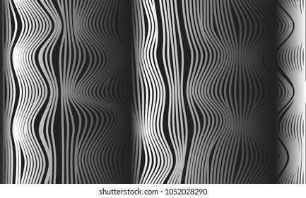 Abstract Background with 3d Effect in Futuristic Style. Illustration for Music Poster. Trendy Background with Wavy Stripes and Gradient for Web Design, Presentation, Wallpaper, Banner, Covers.