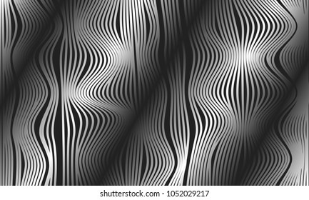 Abstract Background with 3d Effect in Futuristic Style. Illustration for Music Poster. Trendy Background with Wavy Stripes and Gradient for Web Design, Presentation, Wallpaper, Banner, Covers.