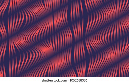 Abstract Background with 3d Effect in Futuristic Style. Metal Grid. Trendy Background with Wavy Stripes and Gradient for Web Design, Presentation, Poster, Wallpaper, Banner, Illustrations, Covers.