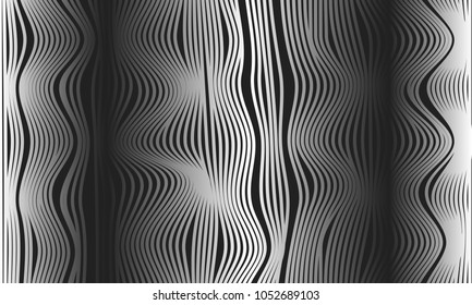 Abstract Background with 3d Effect in Futuristic Style. Metal Grid. Trendy Background with Wavy Stripes and Gradient for Web Design, Presentation, Poster, Wallpaper, Banner, Illustrations, Covers.