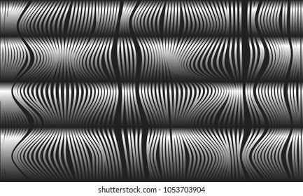 Abstract Background with 3d Effect in Futuristic Style. Metal Grid. Trendy Background with Wavy Stripes and Gradient for Web Design, Presentation, Poster, Wallpaper, Banner, Illustrations, Covers.