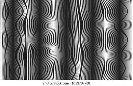 Abstract Background with 3d Effect in Futuristic Style. Metal Grid. Trendy Background with Wavy Stripes and Gradient for Web Design, Presentation, Poster, Wallpaper, Banner, Illustrations, Covers.