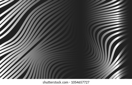 Abstract Background with 3d Effect in Futuristic Style. Metal Grid. Trendy Background with Wavy Stripes and Gradient for Web Design, Presentation, Poster, Wallpaper, Banner, Illustrations, Covers.