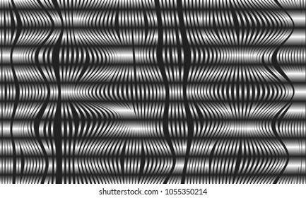 Abstract Background with 3d Effect in Futuristic Style. Metal Grid. Trendy Background with Wavy Stripes and Gradient for Web Design, Presentation, Poster, Wallpaper, Banner, Illustrations, Covers.