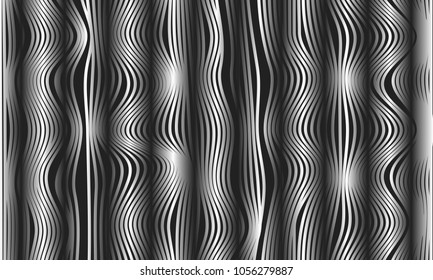 Abstract Background with 3d Effect in Futuristic Style. Metal Grid. Trendy Background with Wavy Stripes and Gradient for Web Design, Presentation, Poster, Wallpaper, Banner, Illustrations, Covers.