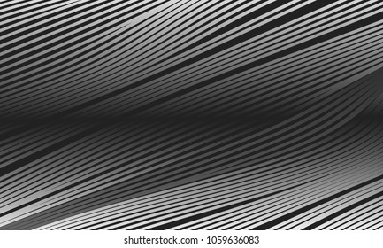 Abstract Background with 3d Effect in Futuristic Style. Metal Grid. Trendy Background with Wavy Stripes and Gradient for Web Design, Presentation, Poster, Wallpaper, Banner, Illustrations, Covers.