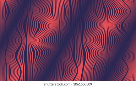 Abstract Background with 3d Effect in Futuristic Style. Metal Grid. Trendy Background with Wavy Stripes and Gradient for Web Design, Presentation, Poster, Wallpaper, Banner, Illustrations, Covers.