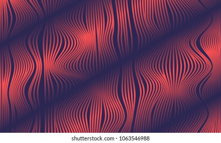 Abstract Background with 3d Effect in Futuristic Style. Metal Grid. Trendy Background with Wavy Stripes and Gradient for Web Design, Presentation, Poster, Wallpaper, Banner, Illustrations, Covers.