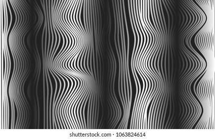 Abstract Background with 3d Effect in Futuristic Style. Metal Grid. Trendy Background with Wavy Stripes and Gradient for Web Design, Presentation, Poster, Wallpaper, Banner, Illustrations, Covers.