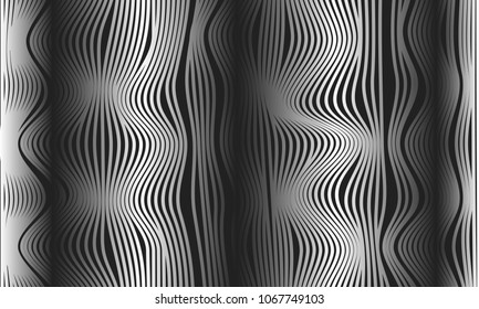 Abstract Background with 3d Effect in Futuristic Style. Metal Grid. Trendy Background with Wavy Stripes and Gradient for Web Design, Presentation, Poster, Wallpaper, Banner, Illustrations, Covers.