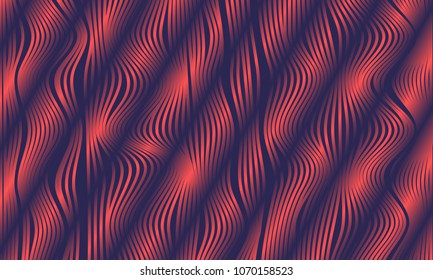 Abstract Background with 3d Effect in Futuristic Style. Metal Grid. Trendy Background with Wavy Stripes and Gradient for Web Design, Presentation, Poster, Wallpaper, Banner, Illustrations, Covers.