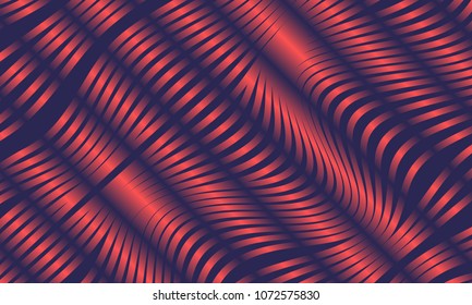 Abstract Background with 3d Effect in Futuristic Style. Metal Grid. Trendy Background with Wavy Stripes and Gradient for Web Design, Presentation, Poster, Wallpaper, Banner, Illustrations, Covers.