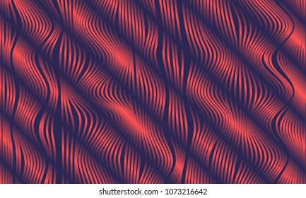 Abstract Background with 3d Effect in Futuristic Style. Metal Grid. Trendy Background with Wavy Stripes and Gradient for Web Design, Presentation, Poster, Wallpaper, Banner, Illustrations, Covers.