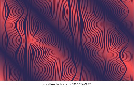 Abstract Background with 3d Effect in Futuristic Style. Metal Grid. Trendy Background with Wavy Stripes and Gradient for Web Design, Presentation, Poster, Wallpaper, Banner, Illustrations, Covers.