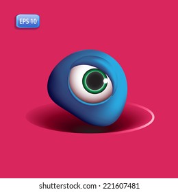 Abstract background - 3d eye-monster. For ease of editing graphic elements carefully distributed in layers. 