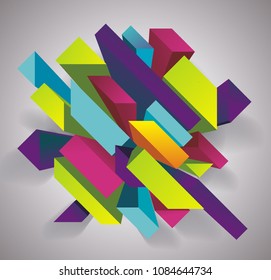 Abstract background with 3d figures, vector illustration.