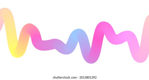 Abstract background with 3d flowing sound wavy line multicolored gradient. Digital frequency track and voice equalizer. Modern vector wallpaper