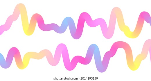 Abstract background with 3d flowing sound wavy lines multicolored gradient. Digital frequency track equalizer. Modern vector wallpaper