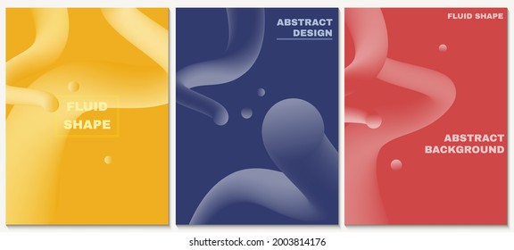 Abstract background with 3d fluid shape. Set of creative modern templates with soft gradient blend. Vector futuristic design great for poster, cover, brochure.
