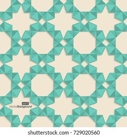 Abstract background with 3d geometric arabesque frames; seamless pattern; Islamic geometric design