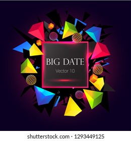 abstract background, 3D geometric shapes, vector, big date