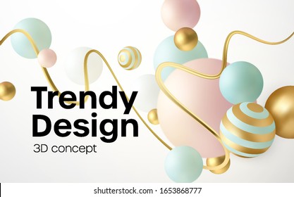 Abstract background with 3d geometric shapes. Modern cover design. Vector realistic illustration EPS10