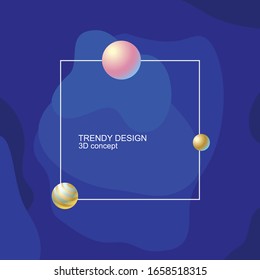 Abstract background with 3d geometric shapes. Modern trending design. Vector realistic illustration. EPS10.