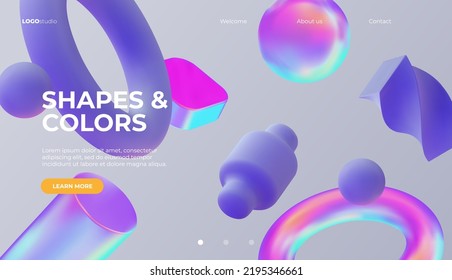 Abstract background with 3d geometric shapes. Vector illustration.