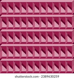 Fondo abstracto con formas geométricas 3D cuadrados y triángulos en color burdeos.