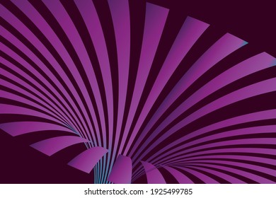 Fondo abstracto con forma redondeada geométrica 3D a rayas.Efecto de ilusión.Diseño vectorial con colores degradados.