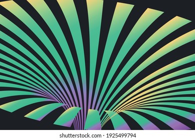 Abstract background with 3D geometric striped rounded shape.Illusion effect.Vector design with gradient colors.