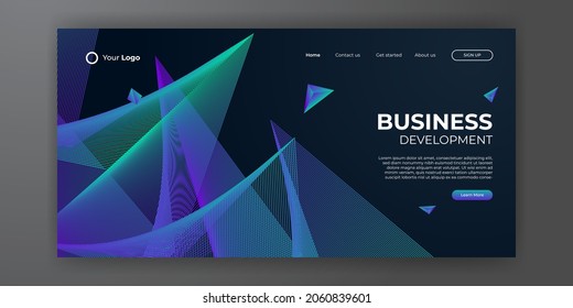 Abstract background with 3d gradient for landing page. Geometric background with dynamic shapes composition. Landing page background template design with modern shape and simple technology concept