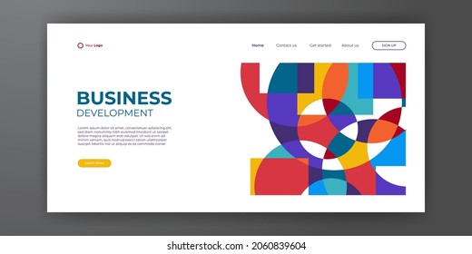 Abstrakter Hintergrund mit 3D-Farbverlauf für die Landungsseite. Geometrischer Hintergrund mit dynamischer Formenzusammensetzung. Landing Page Hintergrund Template Design mit moderner Form und einfachem Technologiekonzept