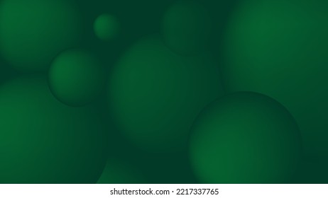 Abstrakter Hintergrund mit 3D-grünen Kugeln. Vektorgrafik von Kugeln. Weihnachtshintergrund.