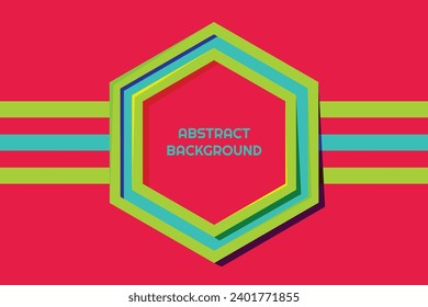 Abstract Background with 3d hexagon yellow papercut layer, three stripes colored yellow and white. grey background.