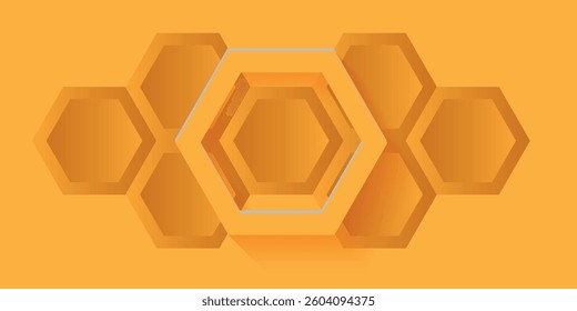 Abstract Background with 3d hexagon yellow papercut layer