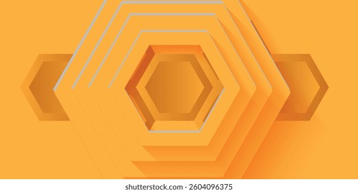 Abstract Background with 3d hexagon yellow papercut layer