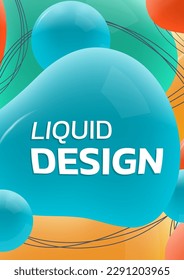Abstract background with 3d liquid shapes. Modern fluid poster, cover, dynamic layout banner. Trendy bubble layout. Vector illustration.