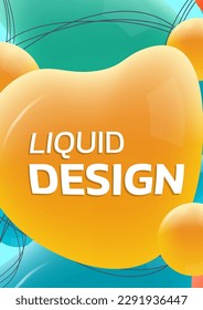 Abstract background with 3d liquid shapes. Modern fluid poster, cover, dynamic layout banner. Trendy bubble layout. Vector illustration.