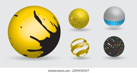 Abstract background with 3d marbled spheres