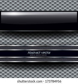 Abstract background 3D with metallic banners, vector illustration.