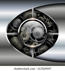 Abstract background 3D metallic with technology gears, vector.
