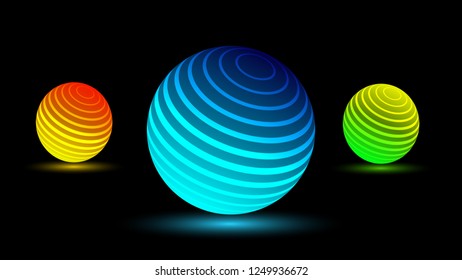 Abstract background with 3d neon spheres twisted into a spiral with a gradient and a glow effect