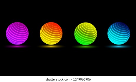 Abstract background with 3d neon spheres twisted into a spiral with a gradient and a glow effect
