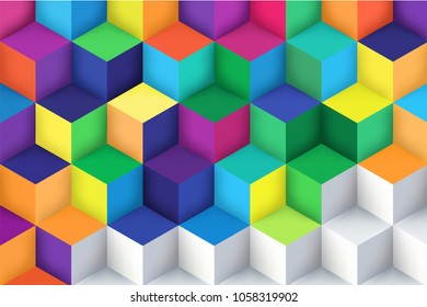 Abstract background with a 3D pattern in colors. Vector illustration.